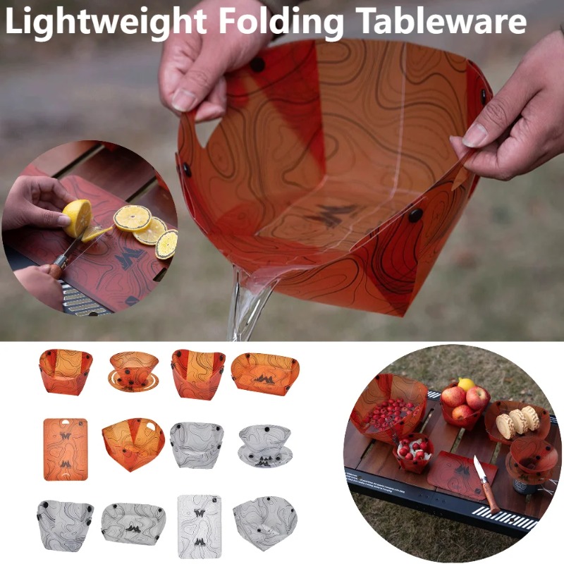 Outdoor Camping Dining Set - أدوات مائدة للتخييم قابلة للطي، وعاء